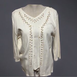 JH Collectibles sweater set. White with bead trim. . Sz 1x